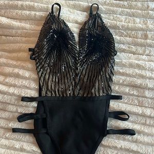 Sequin cutout bodysuit, size small